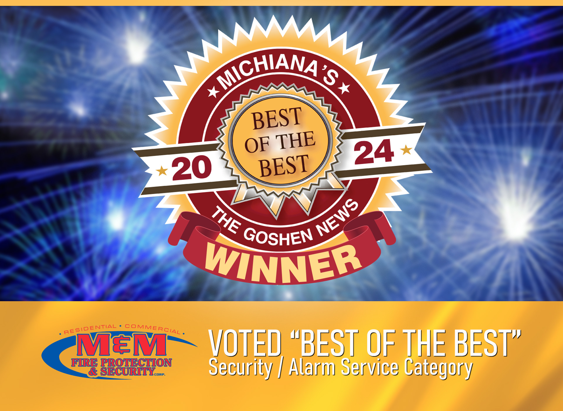 Goshen News readers vote M&M Fire Protection & Security Best of the Best in 2024 - Goshen, Indiana Security and Fire Extinguisher Services